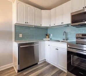 Fridge, microwave, stovetop, dishwasher