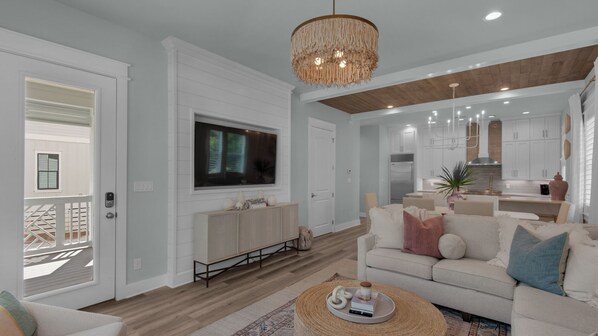 House, Multiple Beds, Patio, Garden View (Resting Beach Face) | Living area - Designer Finishes, Arcade Room, Sleeps 14 & Next to Alys (Panama City Beach)