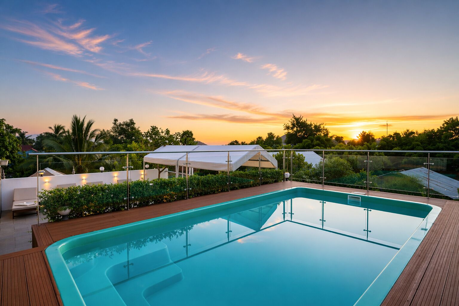 Outdoor pool, open 6:30 AM to 9:00 AM, pool umbrellas, sun loungers