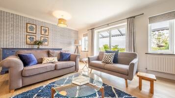 TV, fireplace, DVD player, books