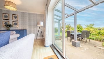 TV, fireplace, DVD player, books