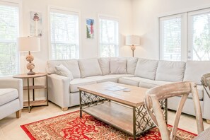 House, Multiple Beds, Patio, Garden View (Even Keel) | Living area | 42-inch flat-screen TV with digital channels - Pet Friendly - 2 Community Pools - Modern Beach House Charm (Santa Rosa Beach)