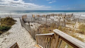 A wooden boardwalk leading to a beach with a wooden fence. - Gulf Front in Seagrove ~ Amazing Views (Santa Rosa Beach)