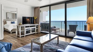 Condo, Multiple Beds, Balcony, Ocean View (One Seagrove Place 607) | Living area | Fireplace - Gulf Front One Seagrove Place - 6th Floor Views; Pool + Fitness Center (Santa Rosa Beach)