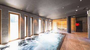 Sauna, hot tub, steam room, massages