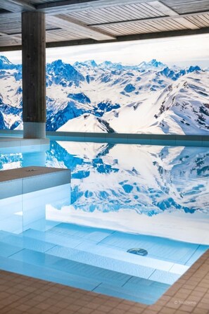 Pool - Wifi, 10m from ski slopes, swimming pool, sauna, hammam, terrace, balcony, parking, ski locker (Aime)