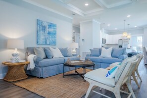 House, Multiple Beds, Pool Access, Pool View (Sand's Hideaway) | Living area | 42-inch flat-screen TV with digital channels - Pet Friendly + Private Pool; Amazing Fenced Backyard, 5 Min Walk to Beach! (Panama City Beach)