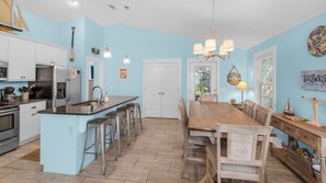 House, Multiple Beds, Patio, Garden View (Sandy Teauxs) | Private kitchen | Dining tables - Pet Friendly! In Panama City Beach; Minutes to Beach & Pier Park (Panama City Beach)