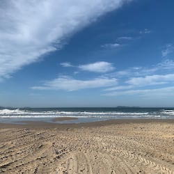 On the beach, white sand