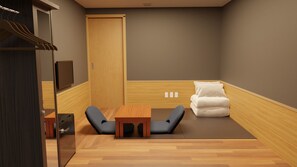Dobbeltrom – standard, japansk futon, ikke-røyk, privat bad | Skrivebord, skrivebord for bærbar PC, lydisolert og wi-fi (inkludert)