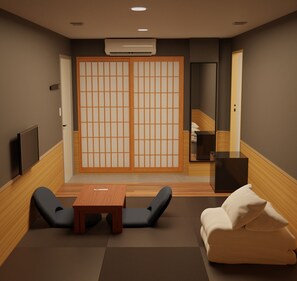 Chambre Double Deluxe, futon japonais, non-fumeur, vue cour intérieure