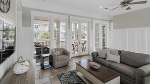 Living area - Private Splash Pool + Carriage House, 1 House to Beach w/ Beach Chair Setup! (Panama City Beach)