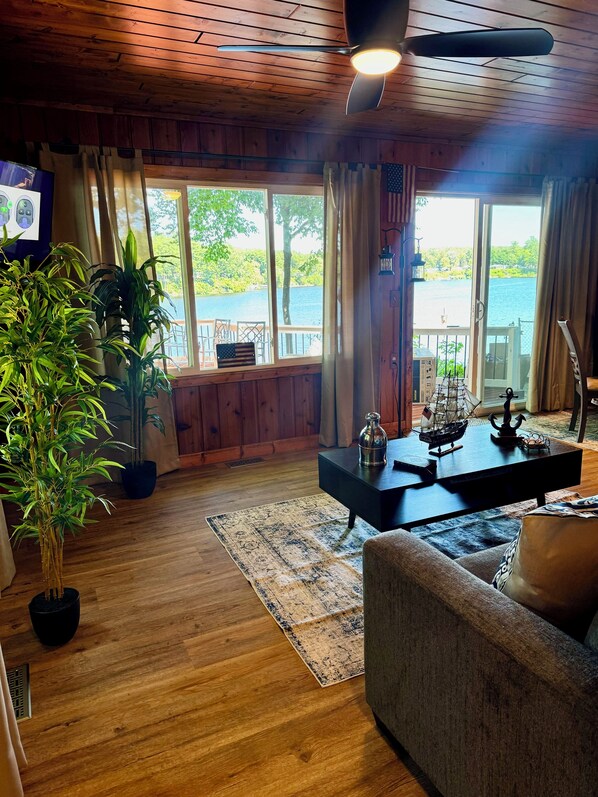 Älytelevisio, takka, kirjoja, stereot