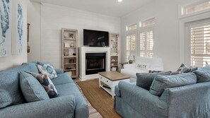 House, Multiple Beds, Patio, Garden View (Our Blue Haven) | Living area | 42-inch flat-screen TV with digital channels - Seacrest Lagoon Pool - Free Tram to Beach - Sleeps 12 (Panama City Beach)