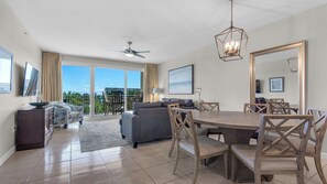 Condo, Multiple Beds, Patio, Pool View (Sterling Shores Unit 314) | Dining - Spacious 2BR Condo w/ Partial Gulf Views, Pool, Across the Street From Beach! (Destin)