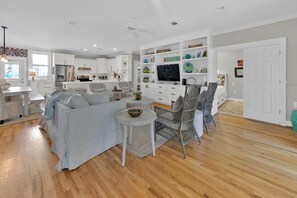 House, Multiple Beds, Patio, Garden View (Happy Ours) | Living area - Spacious 4-bedroom Beach Retreat: Ideal for Families & Groups! (Santa Rosa Beach)