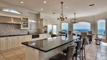 House, Pool Access, Ocean View (The Bellagio) | Private kitchen | Fridge, microwave, oven, stovetop