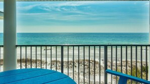 A balcony with a view of the beach and ocean. - Stunning Views! 9BR Gulf Front Home, Pool, Elevator, Pool Table (Destin)