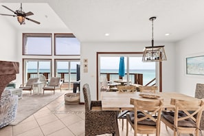House, Multiple Beds, Patio, Ocean View (Sun 'n Surf) | Dining - Gulf Front: Steps to Beach ~ Minutes to Rosemary ~ Free Beach Setup! (Panama City Beach)
