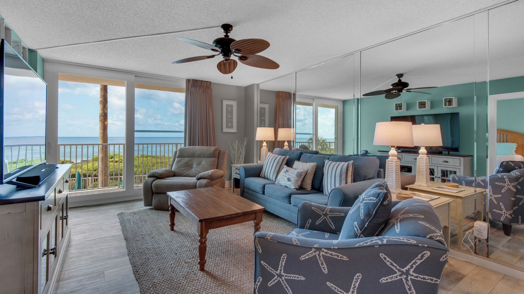 Condo, Multiple Beds, Balcony, Ocean View (BeachCrest 203) | Living area | 42-inch flat-screen TV with digital channels