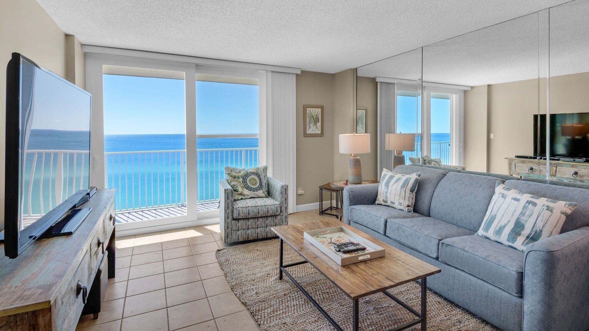Condo, Multiple Beds, Balcony, Ocean View (BeachCrest 1201) | Living area | 42-inch flat-screen TV with digital channels