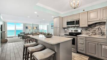 Condo, Multiple Beds, Balcony, Ocean View (BeachCrest 305) | Private kitchen | Fridge, microwave, oven, dishwasher