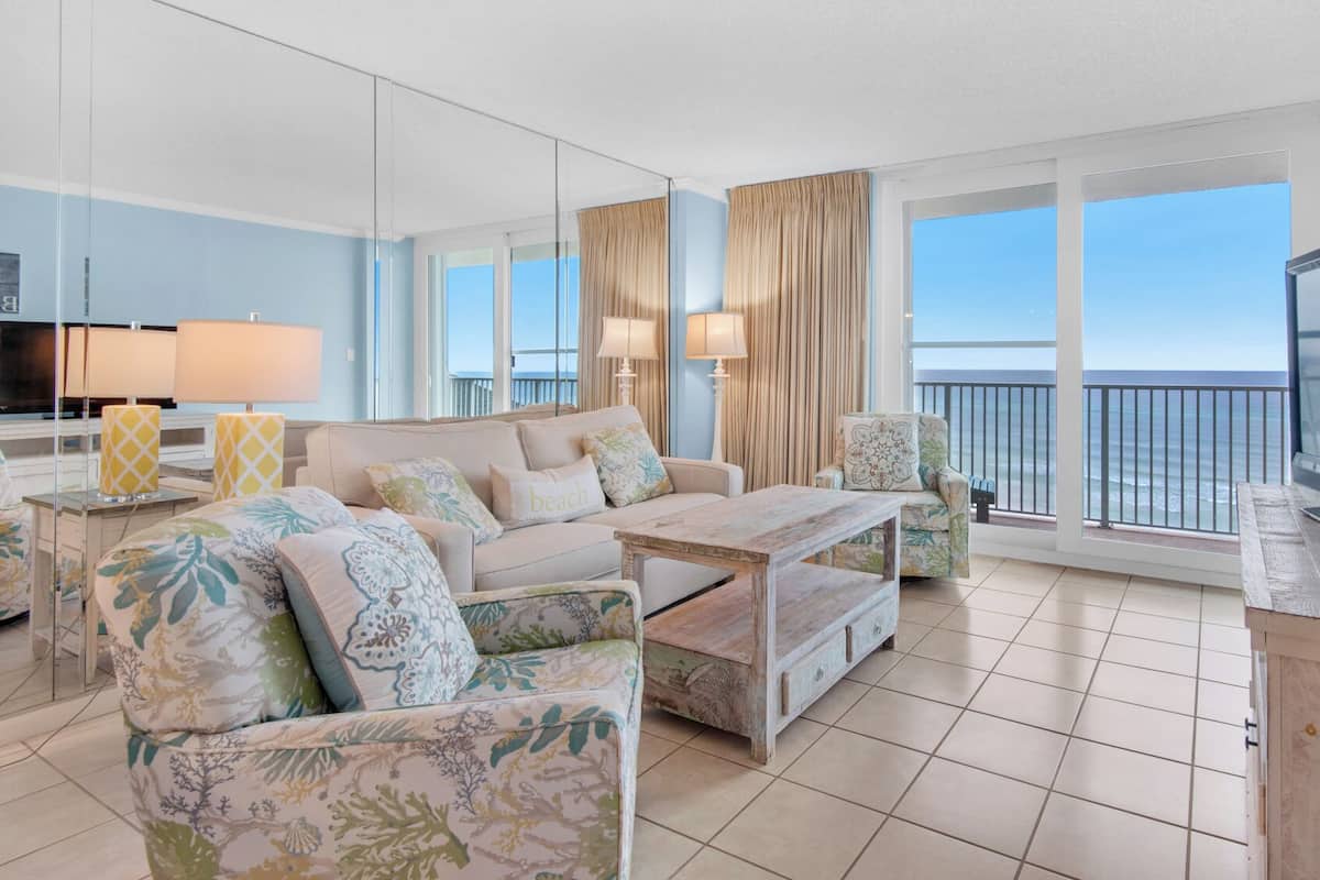 Condo, Multiple Beds, Balcony, Ocean View (BeachCrest 406) | Living area | 42-inch flat-screen TV with digital channels