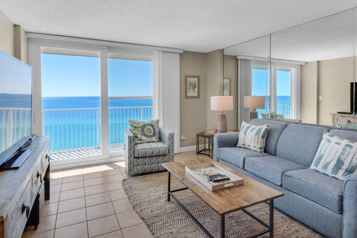 Condo, Multiple Beds, Balcony, Ocean View (BeachCrest 1201) | Living area | 42-inch flat-screen TV with digital channels