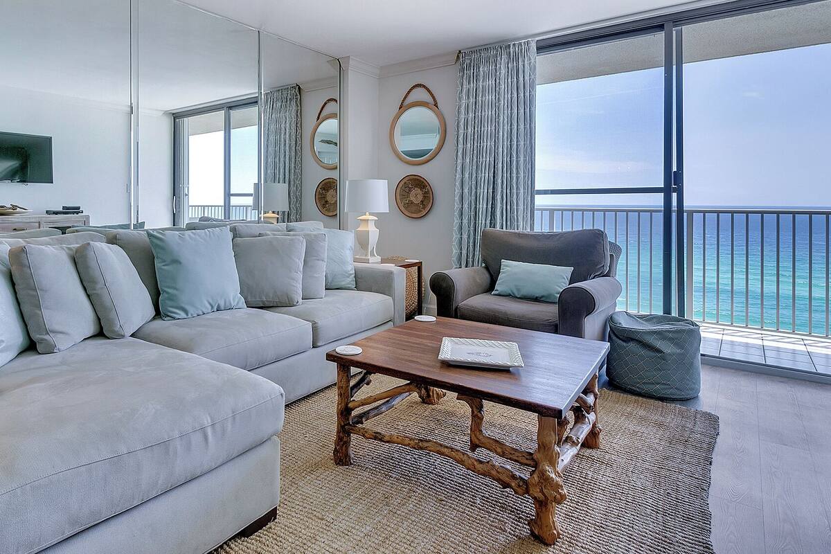 Condo, Multiple Beds, Balcony, Ocean View (BeachCrest 1002) | Living area | 42-inch flat-screen TV with digital channels