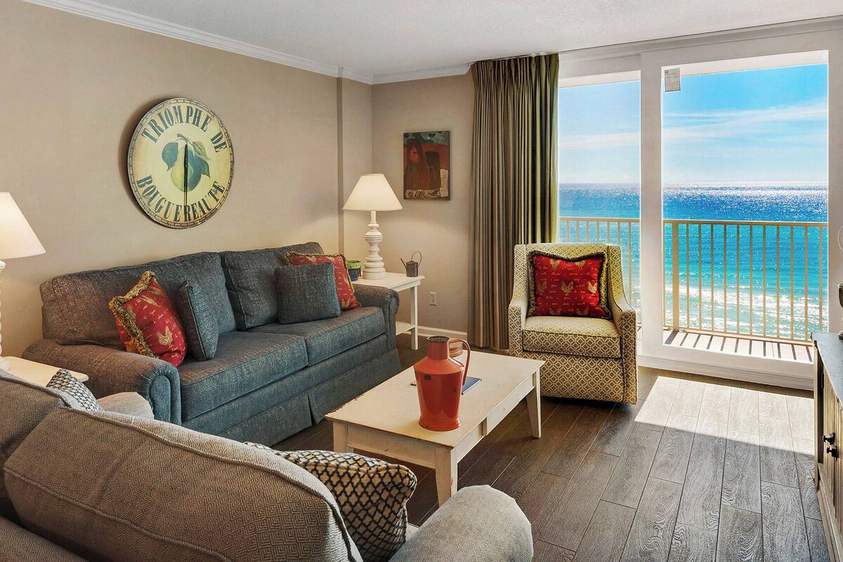 Condo, Multiple Beds, Balcony, Ocean View (BeachCrest 504) | Living area | 42-inch flat-screen TV with digital channels