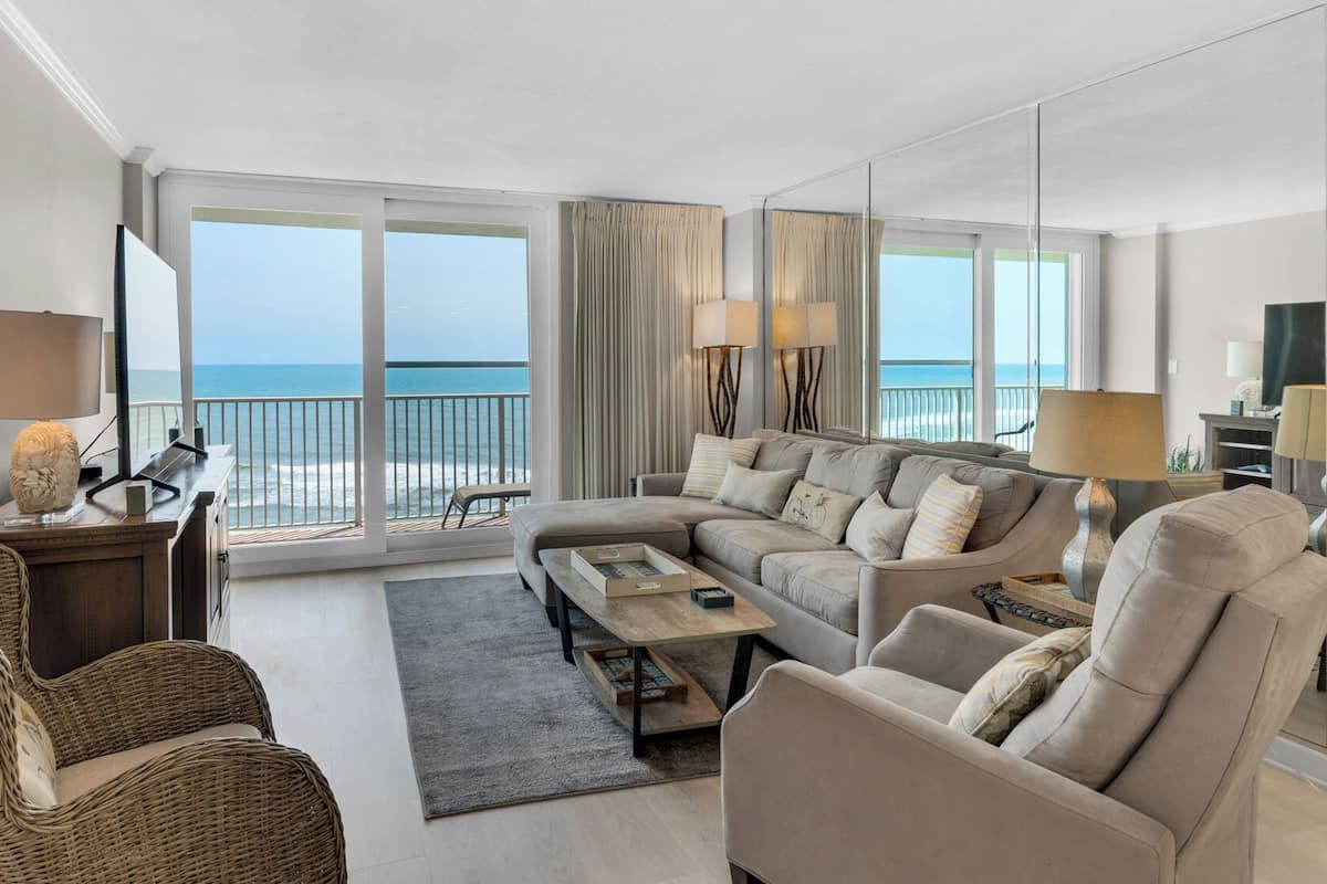 Condo, Multiple Beds, Balcony, Ocean View (BeachCrest 501) | Living area | 42-inch flat-screen TV with digital channels