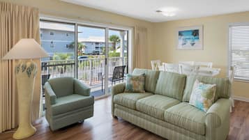 Condo, Multiple Beds, Patio, Pool View (Beachside Villas 921) | Living area | 42-inch flat-screen TV with digital channels