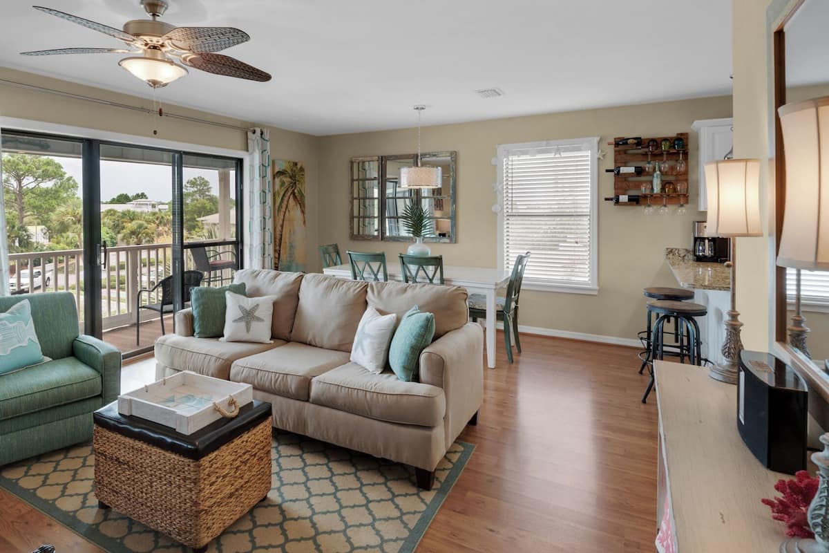 Condo, Multiple Beds, Patio, Pool View (Beachwood Villas 10C) | Living area | 42-inch flat-screen TV with digital channels