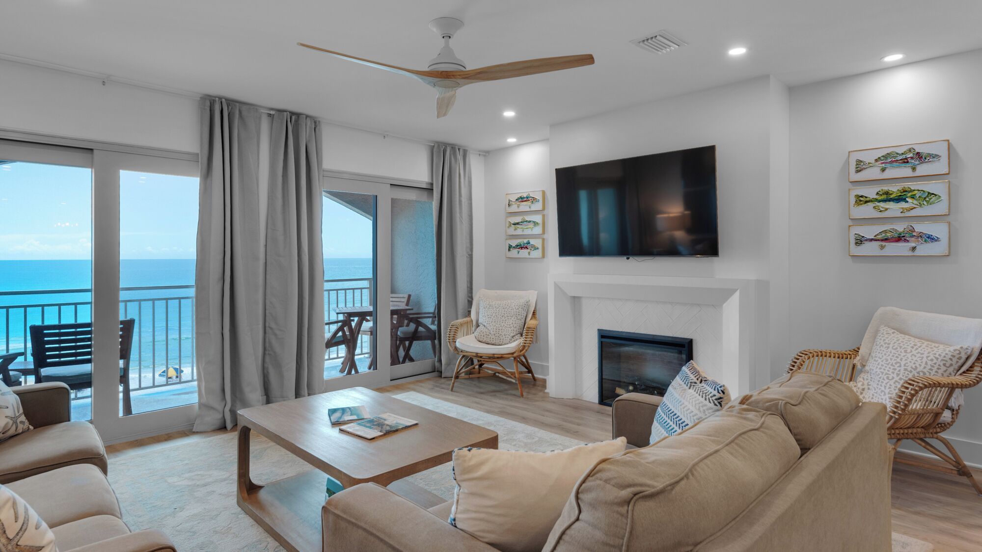 Condo, Multiple Beds, Balcony, Ocean View (Dune Villas 3B - No Pets Allowed) | Living area | 50-inch flat-screen TV with digital channels