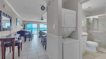 Condo, 1 King Bed with Sofa bed, Patio, Ocean View (Dune Villas 5A) | Bathroom | Free toiletries, hair dryer, towels, soap
