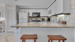 Condo, 1 King Bed with Sofa bed, Patio, Ocean View (Dune Villas 5A) | Private kitchen | Coffee/tea maker