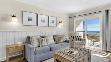 Condo, Multiple Beds, Patio, Ocean View (Eastern Shores 103) | Living area | 42-inch flat-screen TV with digital channels