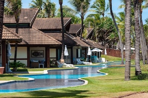 2 outdoor pools, pool umbrellas, pool loungers