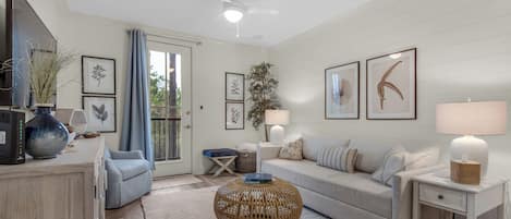 Condo, 1 King Bed with Sofa bed, Patio, Garden View (Pinewood30A 424) | Living area | 42-inch flat-screen TV with digital channels