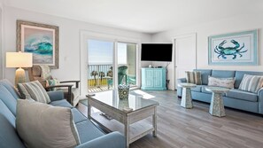 Condo, Multiple Beds, Patio, Ocean View (Sand Cliffs 509) | Living area | 42-inch flat-screen TV with digital channels - Sand Cliffs (Panama City Beach)