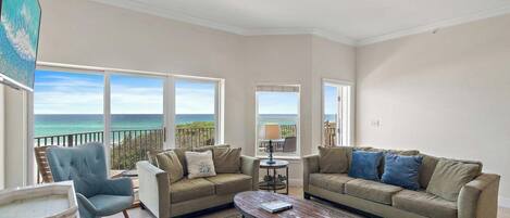 Condo, Multiple Beds, Balcony, Ocean View (Legacy 202 - No Pets Allowed) | Living area | 42-inch flat-screen TV with digital channels