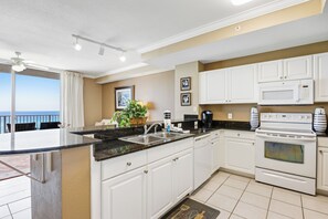Condo, Multiple Beds, Balcony, Ocean View (Tidewater 403) | Private kitchen | Coffee/tea maker
