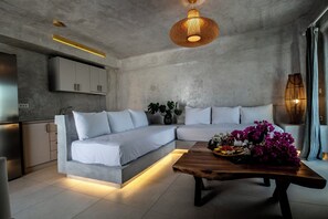 TV - Design Superior Apartment with Panoramic Sea View, Shared infinity Pool,Gym, Bar (C965+8J Mykonos, Greece)
