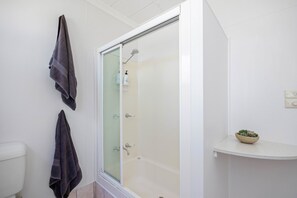 Hair dryer, soap, toilet paper