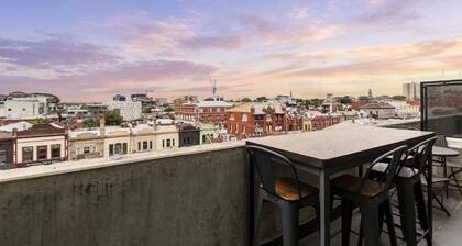 Sunrise rooftop views above eclectic Fitzroy