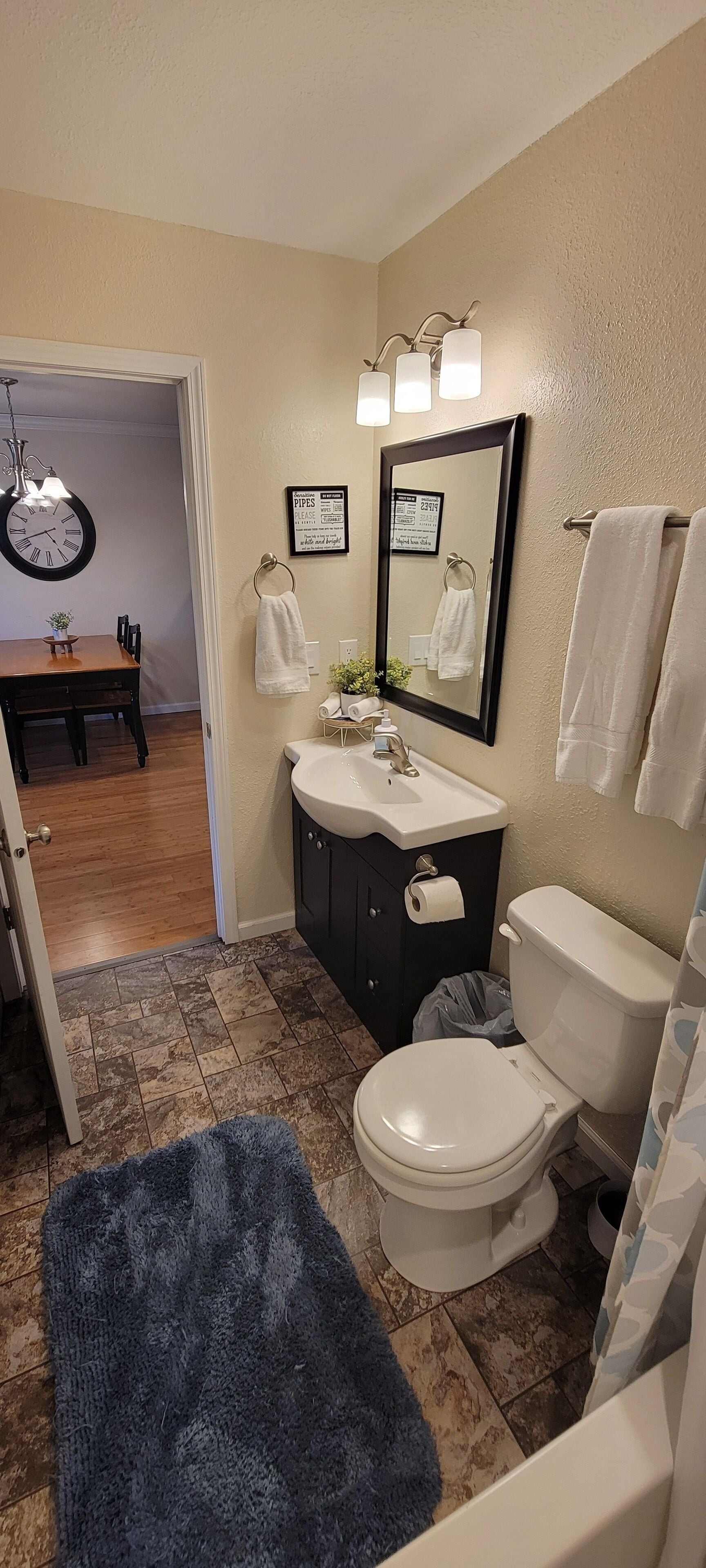 Secadora de cabello, toallas, jabón, shampoo 