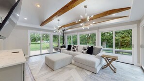 Smart TV, fireplace, video games, books