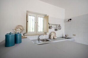 Fridge, stovetop, cookware/dishes/utensils