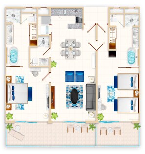 Floor plan - Villa la Valencia is a new Resort. 1, 2, & 3 bedrooms available. Inquire first. (San José del Cabo)