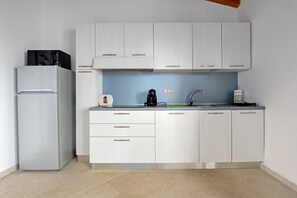 Fridge, microwave, stovetop, dishwasher - Apartment 'Appartamento Lato Olbia' with Sea View, Shared Garden and Air Conditioning (Olbia)